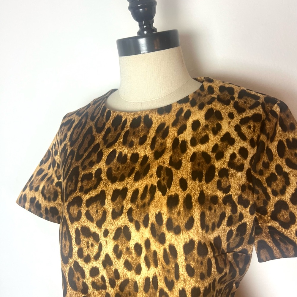 MICHAEL KORS Made In Italy Rayon Leopard Print Short Sleeve Blouse Top Size 10 - Picture 4 of 11